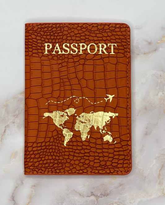 Orange Croc Passport Cover