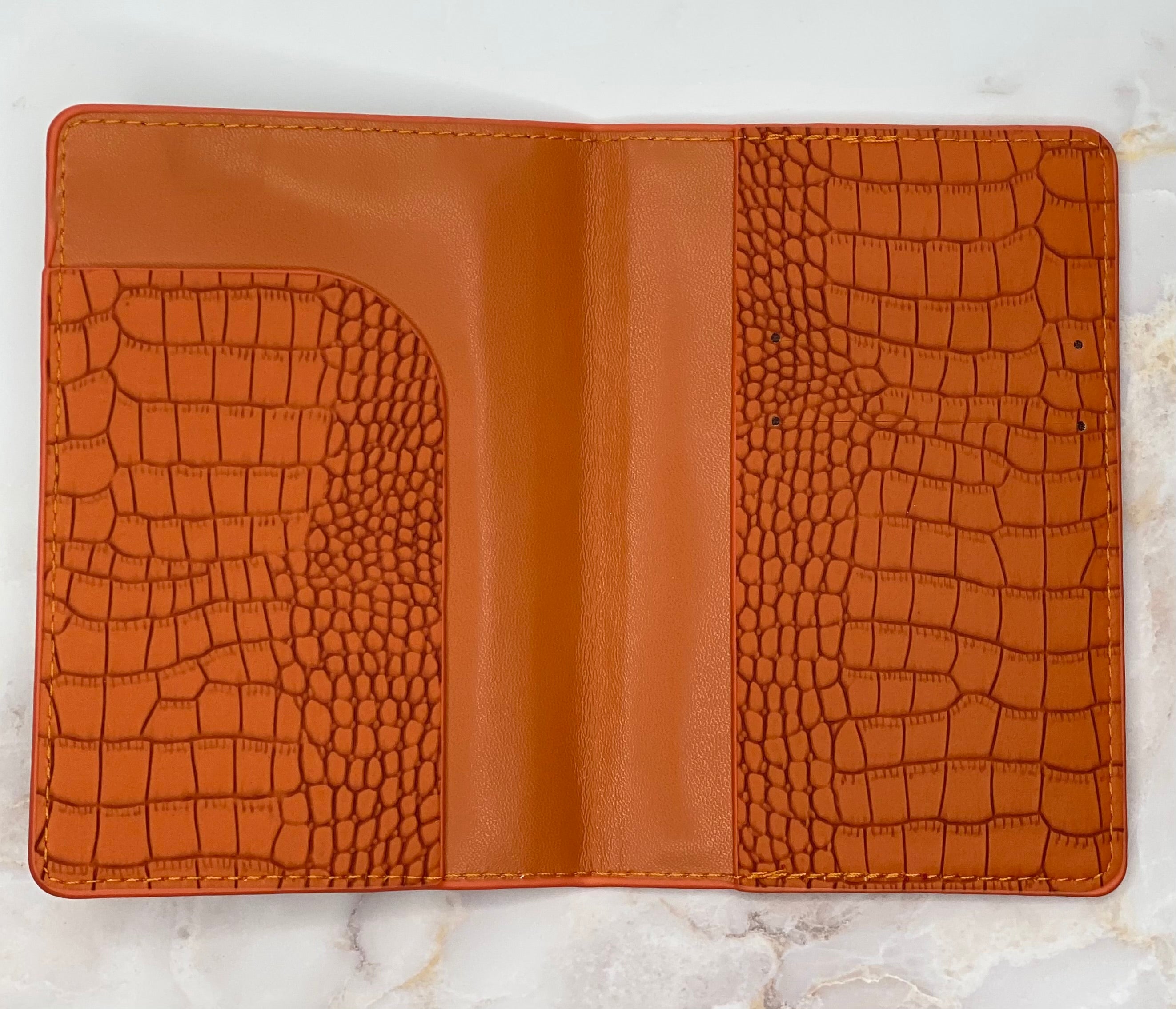 Orange Croc Passport Cover